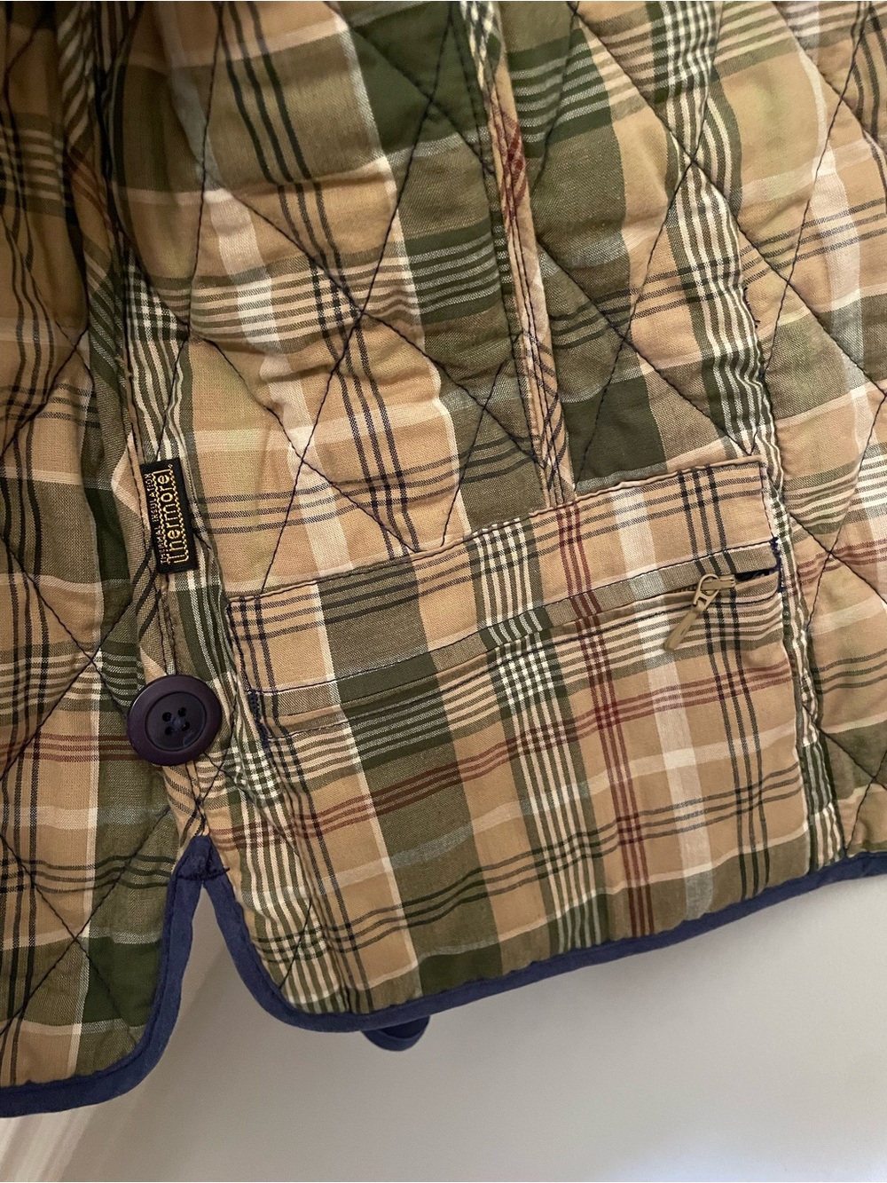 L.L. Bean Quilted Navy Button-Front Puffer Jacket - Picture 6 of 6